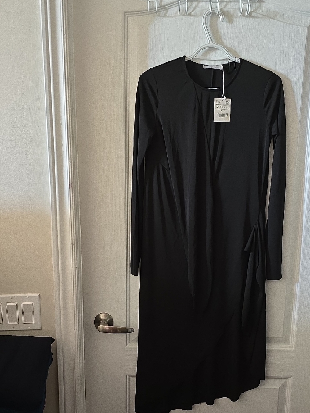 Brand New - Black Long Sleeve Midi Dress by Zara -BW Collection -MEDIUM